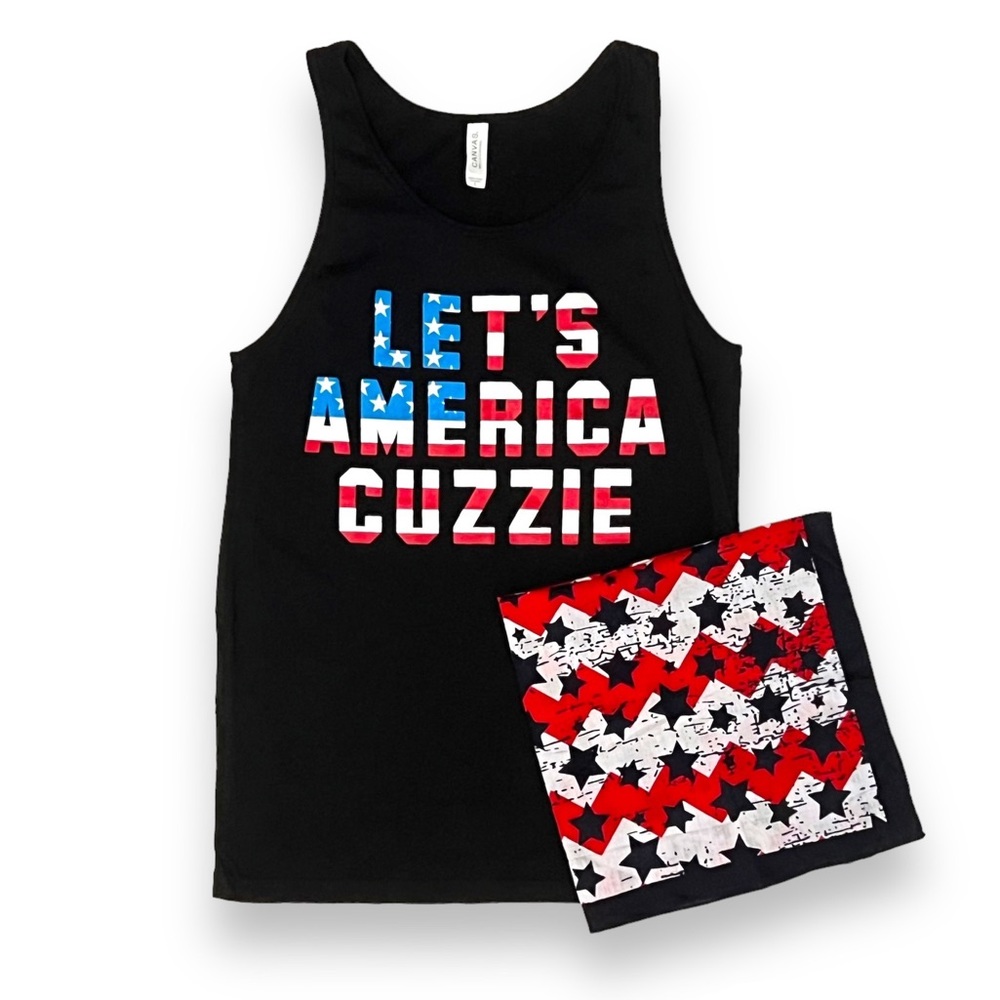 3/$30 Barstool Sports Let’s America Cuzzie Tank Top American Flag Bandanna Set